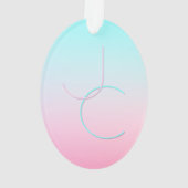 Moderne 2 überlappende Initialen | Türkis Pink Ornament (Rückseite)