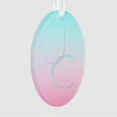 Moderne 2 überlappende Initialen | Türkis Pink Ornament (Vorderseite)