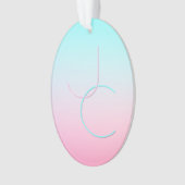 Moderne 2 überlappende Initialen | Türkis Pink Ornament (Vorderseite)
