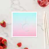 Moderne 2 überlappende Initialen | Türkis Pink Serviette (Beispiel)