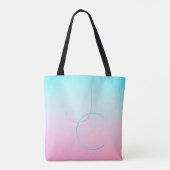 Moderne 2 überlappende Initialen | Türkis Pink Tasche (Rückseite)