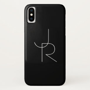 Moderne 2 überlappende Initialen Weiß auf Schwar Case-Mate iPhone Hülle