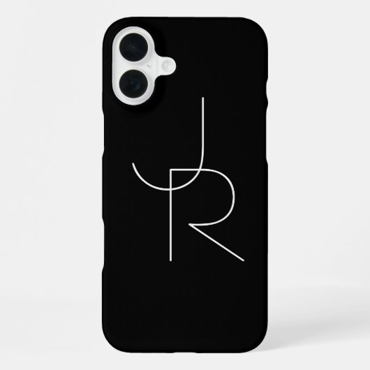 Moderne 2 überlappende Initialen | Weiß auf Schwar iPhone Hülle (Rückseite)