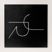 Moderne 2 überlappende Initialen | Weiß auf Schwar Puzzle (Horizontal)