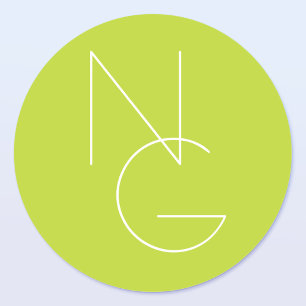 Moderne 2 Überschneidungen Lime Green Runder Aufkleber