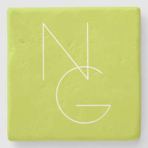 Moderne 2 Überschneidungen Lime Green Steinuntersetzer