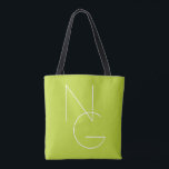 Moderne 2 Überschneidungen | Lime Green Tasche<br><div class="desc">Moderne überlappende Initialen.</div>
