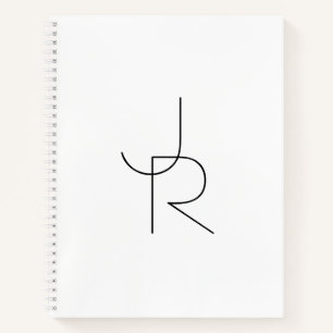 Moderne 2 Überschneidungen   Schwarz auf Weiß Notizblock