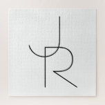 Moderne 2 Überschneidungen | Schwarz auf Weiß Puzzle<br><div class="desc">Moderne überlappende Initialen.</div>