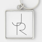 Moderne 2 Überschneidungen | Schwarz auf Weiß Schlüsselanhänger (Vorne)