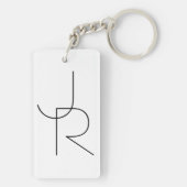 Moderne 2 Überschneidungen | Schwarz auf Weiß Schlüsselanhänger (Rückseite)