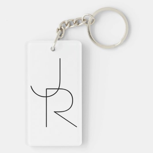 Moderne 2 Überschneidungen | Schwarz auf Weiß Schlüsselanhänger (Rückseite)