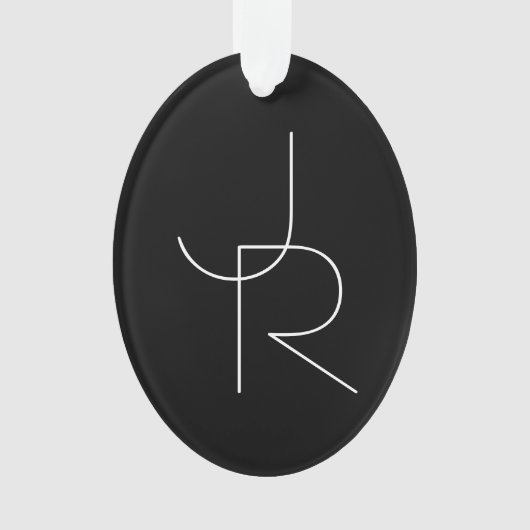 Moderne 2 Überschneidungen | Weiß auf Schwarz Ornament (Vorderseite)