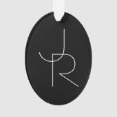 Moderne 2 Überschneidungen | Weiß auf Schwarz Ornament (Rückseite)