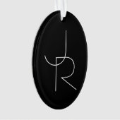 Moderne 2 Überschneidungen | Weiß auf Schwarz Ornament (Vorderseite)