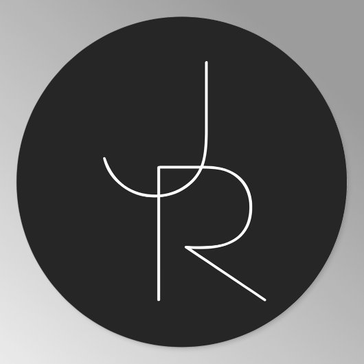 Moderne 2 Überschneidungen | Weiß auf Schwarz Runder Aufkleber