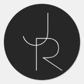 Moderne 2 Überschneidungen | Weiß auf Schwarz Runder Aufkleber (Vorderseite)