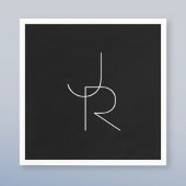 Moderne 2 Überschneidungen | Weiß auf Schwarz Serviette