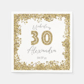 Moderne "30 and Fabulous" Gold Gitter Personalisie Serviette (Vorderseite)