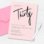 Moderne 30. Dreißigste Geburtstagsparty Einladung<br><div class="desc">Moderne 30. Geburtstagseinladung in Rosa mit schwarzer Schrift/Typografie. Die passenden Artikel und das Party sind ebenfalls verfügbar. Bitte nutzen Sie den unten stehenden Button für die Nachricht,  um weitere Anpassungen und spezielle Anfragen zu erhalten. © Zoe Chapman Design</div>