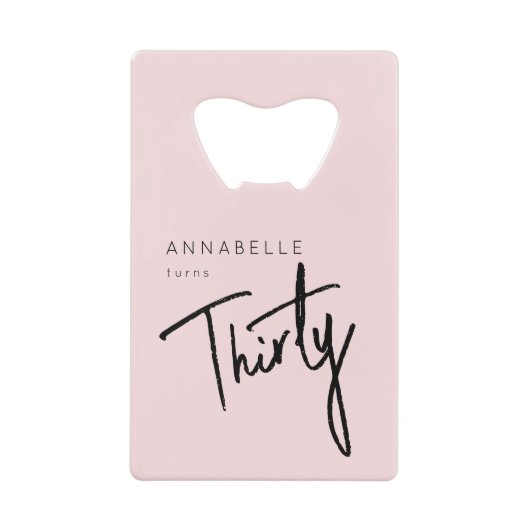 Moderne 30. Dreißigste Geburtstagsparty Geldbeutel Flaschenöffner (Vorderseite)