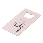 Moderne 30. Dreißigste Geburtstagsparty Geldbeutel Flaschenöffner (Vorderseite Schrägansicht)