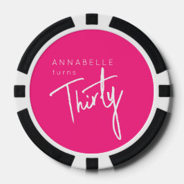 Moderne 30. Dreißigste Geburtstagsparty pink Pokerchips