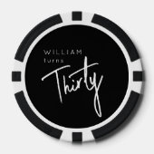 Moderne 30. Dreißigste Geburtstagsparty Pokerchips (Vorderseite)