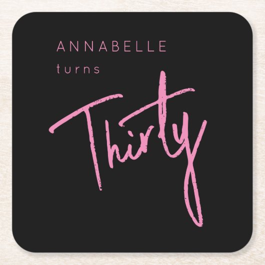 Moderne 30. Dreißigste Geburtstagsparty Rechteckiger Pappuntersetzer (Vorderseite)