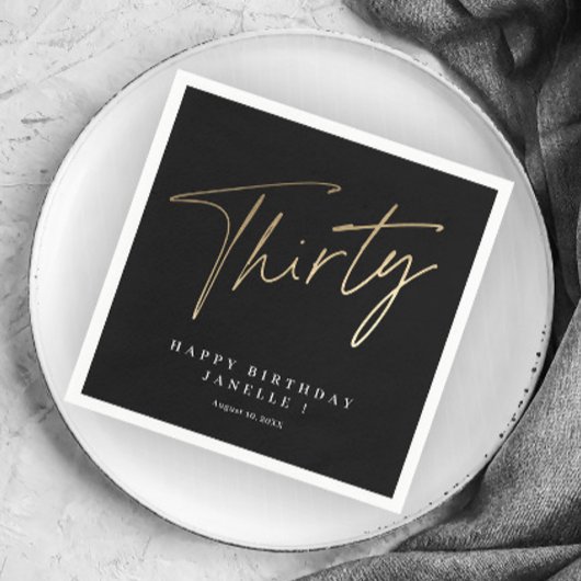 Moderne 30. Geburtstag einfach stilvoll elegant Serviette