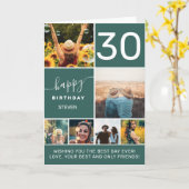 Moderne 30 Geburtstag smaragdgrün 6 Foto Collage Karte (Gelbe Blume)