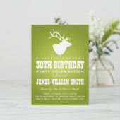 Moderne 30. Geburtstags-Party-Rotwild-Limones Grün Einladung (Stehend Vorderseite)