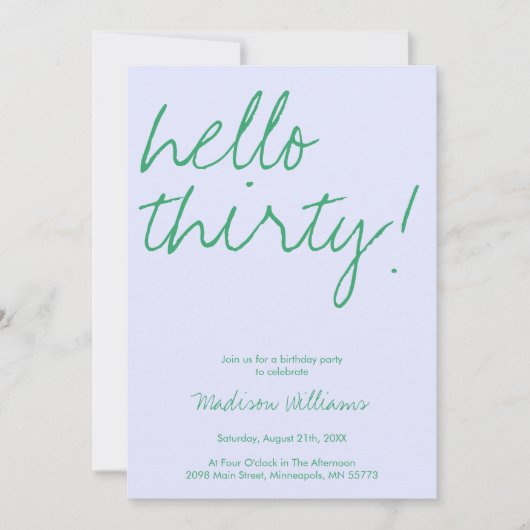 Moderne 30. Geburtstagsfeier Einladung (Vorderseite)