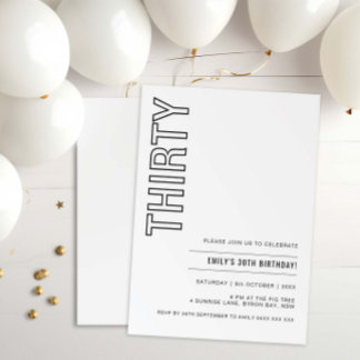 Moderne 30. Geburtstagsfeier Party Einladung