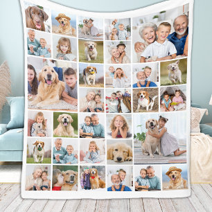 Moderne 33 Foto Collage Familie Haustiere Hunde Bi Fleecedecke