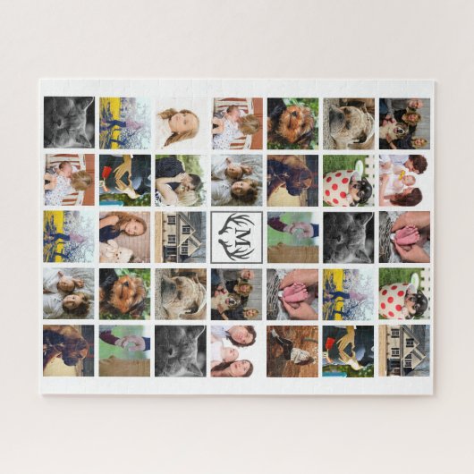 Moderne 34 Familien-Foto-Geweihe u. Puzzle (Horizontal)