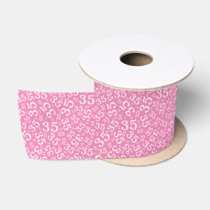 Moderne 35. Geburtstags-Nummern-Muster Rosa/Weiß Satinband
