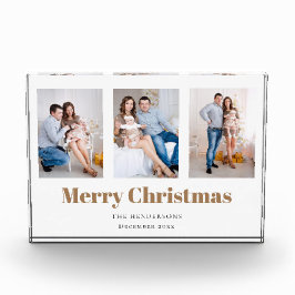 Moderne 3 Familienfoto Collage Frohe Weihnachten Fotoblock