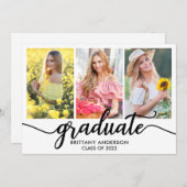 Moderne 3-Foto-Abschluss-Ankündigungskarte Ankündigung (Vorne/Hinten)