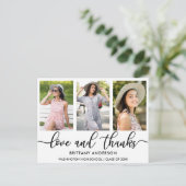 Moderne 3-Foto-Abschluss-Liebe und dank BW Ankündigungspostkarte (Stehend Vorderseite)