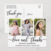 Moderne 3-Foto-Abschluss-Liebe und dank W Ankündigungspostkarte (Vorne/Hinten)