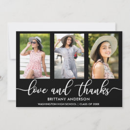 Moderne 3-Foto-Abschluss-Liebe und Danke Ankündigung