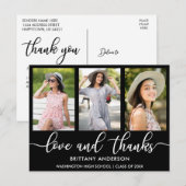 Moderne 3-Foto-Abschluss-Liebe und Danke Ankündigungspostkarte (Vorne/Hinten)