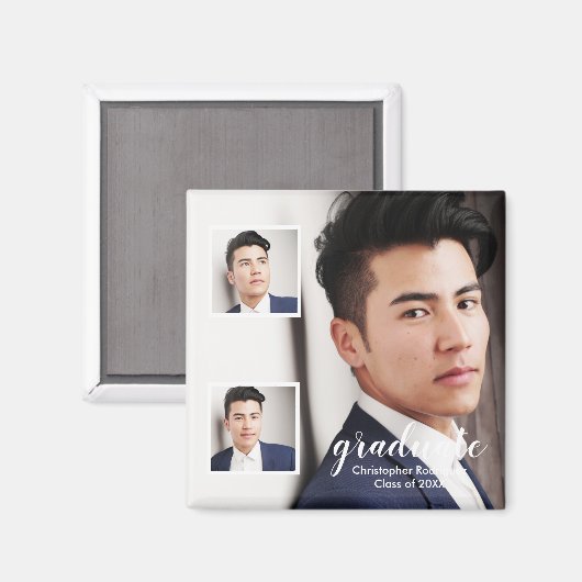 Moderne 3-Foto-Abschlussfeier Magnet (Vorderseite/Rückseite)