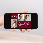 Moderne 3 Foto Burgundy Graduation Party Einladung