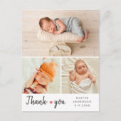 Moderne 3 Foto Collage Baby Dusche Postkarte (Vorderseite)