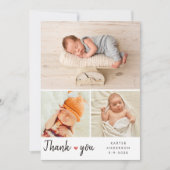 Moderne 3 Foto Collage Baby Dusche Vielen Dank Dankeskarte (Vorderseite)