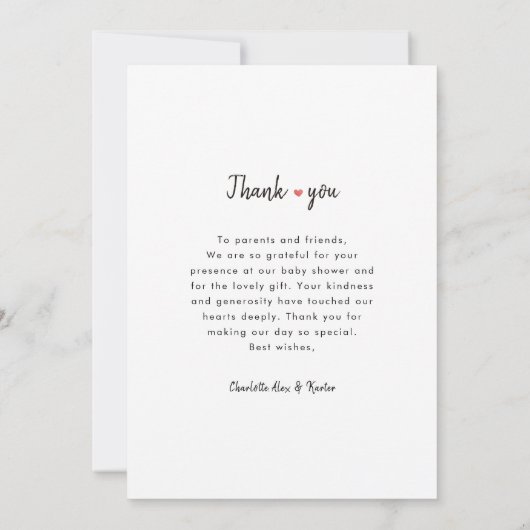 Moderne 3 Foto Collage Baby Dusche Vielen Dank Dankeskarte (Rückseite)