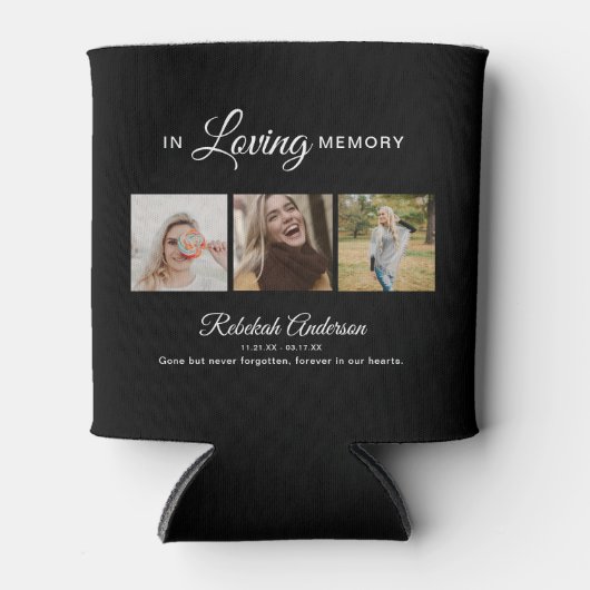 Moderne 3 Foto Collage Beerdigung Dosenkühler (Vorderseite)