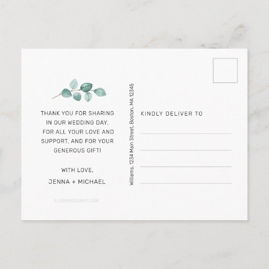 Moderne 3 Foto Collage Black Script Hochzeit Postkarte (Rückseite)